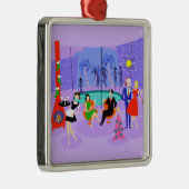 Retro Tropical Christmas Party Silbernes Ornament (Rechts)
