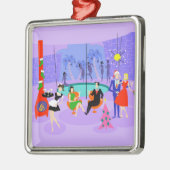 Retro Tropical Christmas Party Silbernes Ornament (Links)