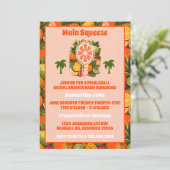 Retro Tropical Citrus Pickleball Brautparty Einladung (Stehend Vorderseite)