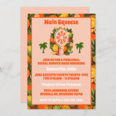 Retro Tropical Citrus Pickleball Brautparty Einladung (Vorne/Hinten)