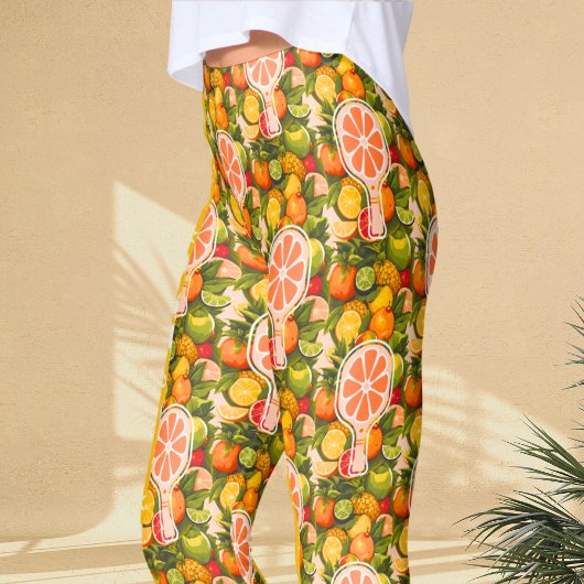 Retro Tropical Citrus Pickleball Brautparty Leggings