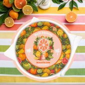 Retro Tropical Citrus Pickleball Brautparty Pappteller