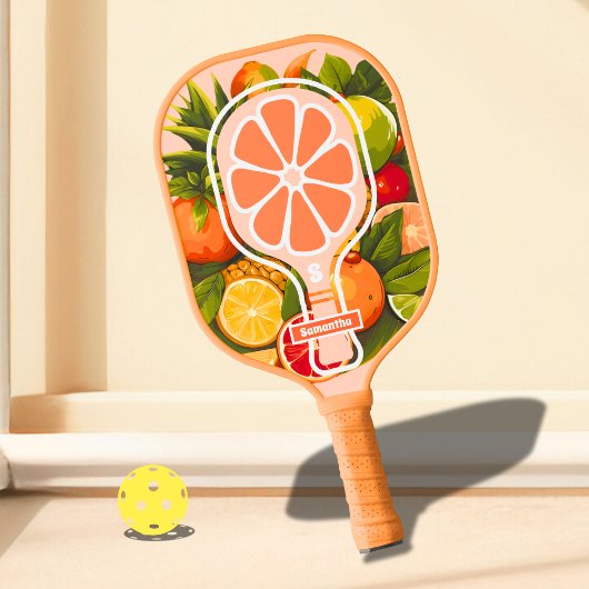 Retro Tropical Citrus Pickleball Brautparty Schläger