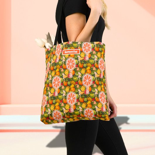 Retro Tropical Citrus Pickleball Brautparty Tasche