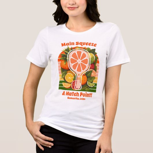 Retro Tropical Citrus Pickleball Brautparty Tri-Blend Shirt (Vorderseite)