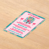 Retro Tropical Flamingo Pickleball Brautparty Acryleinladungen (Ablage )