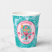 Retro Tropical Flamingo Pickleball Brautparty Pappbecher (Rückseite)