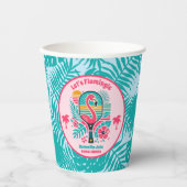 Retro Tropical Flamingo Pickleball Brautparty Pappbecher (Vorderseite)