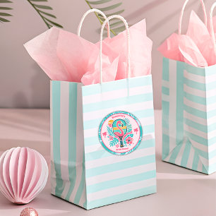 Retro Tropical Flamingo Pickleball Brautparty Runder Aufkleber