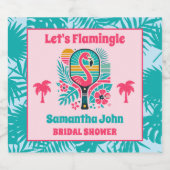 Retro Tropical Flamingo Pickleball Brautparty Schaumweinetikett (Einzelnes Label)