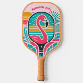 Retro Tropical Flamingo Pickleball Brautparty Schläger (Rückseite)