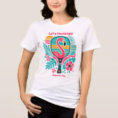 Retro Tropical Flamingo Pickleball Brautparty Tri-Blend Shirt (Vorderseite)