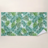Retro Tropical Green Palm Blätter Muster Strandtuch (Vorderseite)