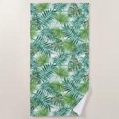 Retro Tropical Green Palm Blätter Muster Strandtuch (Vorderseite)