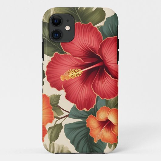 Retro Tropical Hibiskus Blume Case-Mate iPhone Hülle (Rückseite)