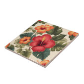 Retro Tropical Hibiskus Blume Fliese (Seite)