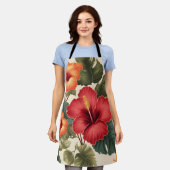 Retro Tropical Hibiskus Blume Schürze (Getragen)