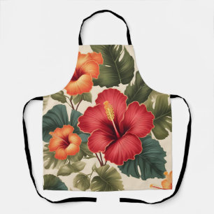 Retro Tropical Hibiskus Blume Schürze