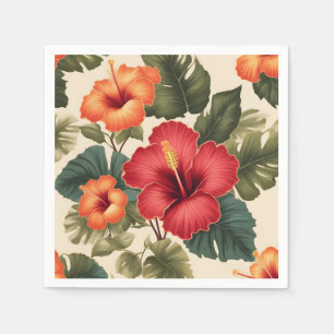 Retro Tropical Hibiskus Blume Serviette