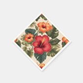Retro Tropical Hibiskus Blume Serviette (Ecke)