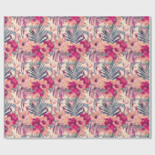 Retro Tropical Hibiskus Wren Pattern Geschenkpapier (Flach)