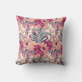 Retro Tropical Hibiskus Wren Pattern Kissen