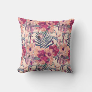 Retro Tropical Hibiskus Wren Pattern Kissen