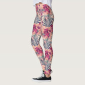 Retro Tropical Hibiskus Wren Pattern Leggings (Links)