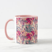 Retro Tropical Hibiskus Wren Pattern Tasse (Links)