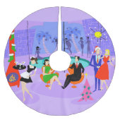 Retro Tropical Holiday Party X-mas Tree Skirt Polyester Weihnachtsbaumdecke (Vorderseite)