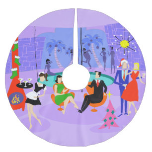 Retro Tropical Holiday Party X-mas Tree Skirt Polyester Weihnachtsbaumdecke