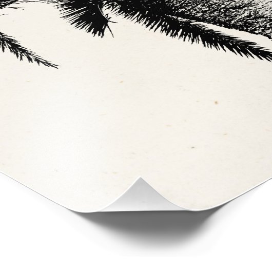 Retro Tropical Island Palm Tree in Schwarz-Weiß Fotodruck (Ecke)