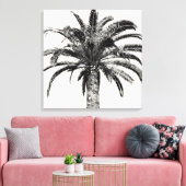 Retro Tropical Island Palm Tree in Schwarz-Weiß Leinwanddruck (Insitu (Wohnzimmer))