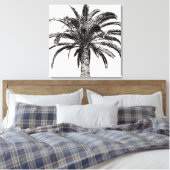 Retro Tropical Island Palm Tree in Schwarz-Weiß Leinwanddruck (Insitu (Schlafzimmer))