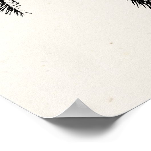 Retro Tropical Island Palm Tree in Schwarz-Weiß Poster (Ecke)