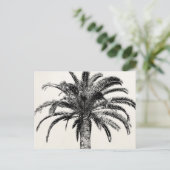 Retro Tropical Island Palm Tree in Schwarz-Weiß Postkarte (Stehend Vorderseite)