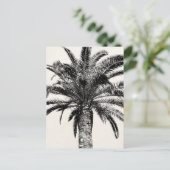 Retro Tropical Island Palm Tree in Schwarz-Weiß Postkarte (Stehend Vorderseite)
