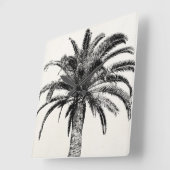 Retro Tropical Island Palm Tree in Schwarz-Weiß Quadratische Wanduhr (Winkel)