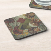 Retro Tropical Monstera Palmenblatt 70er Jahre Som Getränkeuntersetzer (Linke Seite)