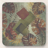 Retro Tropical Monstera Palmenblatt 70er Jahre Som Getränkeuntersetzer (Vorderseite)