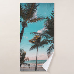 RETRO TROPICAL PALM BAUM AM STRAND BADEHANDTUCH