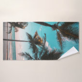 RETRO TROPICAL PALM BAUM AM STRAND BADEHANDTUCH (Badehandtuch)