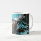 RETRO TROPICAL PALM BAUM AM STRAND KAFFEETASSE (VorderseiteRechts)