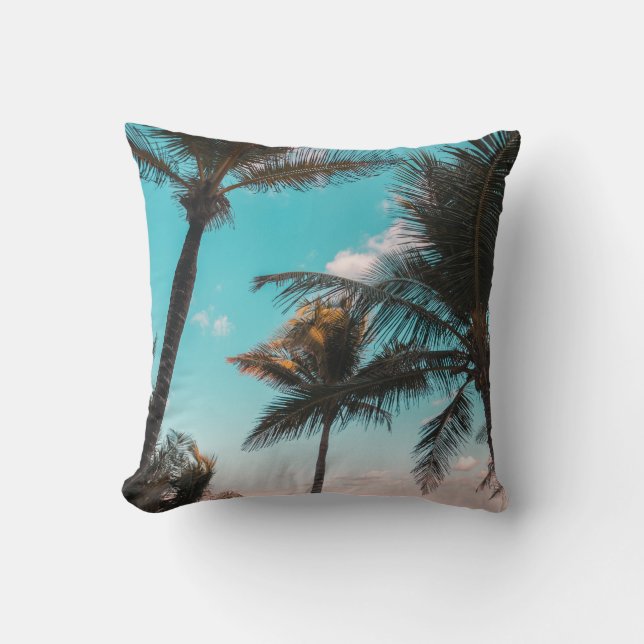 RETRO TROPICAL PALM BAUM AM STRAND KISSEN (Vorderseite)
