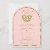 Retro Tropical Palm Tree Pickleball Brautparty Einladung (Vorderseite)