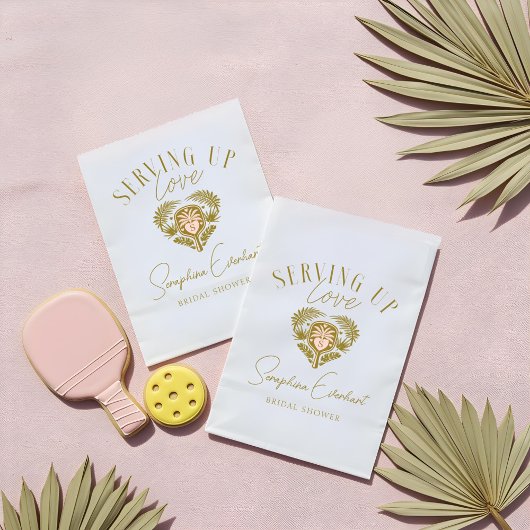 Retro Tropical Palm Tree Pickleball Brautparty Geschenktütchen