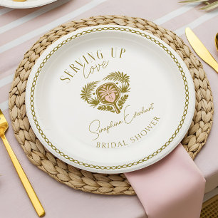 Retro Tropical Palm Tree Pickleball Brautparty Pappteller