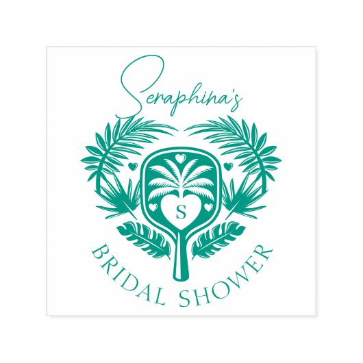 Retro Tropical Palm Tree Pickleball Brautparty Permastempel (Design)