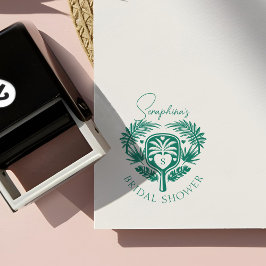 Retro Tropical Palm Tree Pickleball Brautparty Permastempel