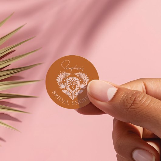 Retro Tropical Palm Tree Pickleball Brautparty Runder Aufkleber